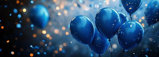 Colorful Blue Balloons and Confetti Create a Festive Atmosphere for Celebrations photo