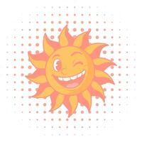 Cheerful cartoon sun character with a smiling face and winking eye.Illustration for kids, summer themes, and positive vibes. vector