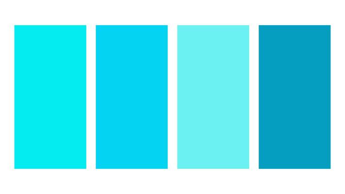 Aqua, Turquoise, Cyan, Blue Grotto color palette. Set of bright color palette combination in rgb hex. Color palette for ui ux design. Abstract illustration for your graphic design, banner, poster