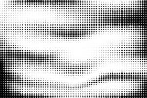 Flowing wave halftone horizontal background. Black and white fluid halftone pixelated backdrop. Grit dots texture. Halfton dots overlay for posters, cover, presentation vector