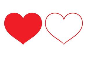 Set of Simple and Beautiful Isolated Flat Red Heart Icon on White Background Design Elements for Valentines Day Love Festival Decorations Romance Illustration vector