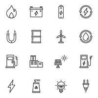 collection of icons for various energy sources and devices vector