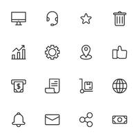 A set of icons including a star, a trash can, a dollar sign, a check, a globe vector