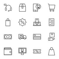 Outline Icons for Online Shopping and Transactions vector