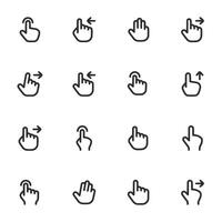 A set of black and white icons of hands with a clickable button vector