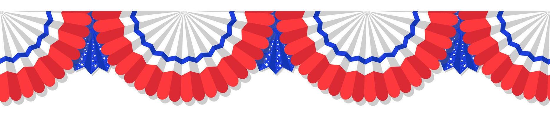 US Flag Buntings isolated on white background . Fourth of July template. July 4 USA.