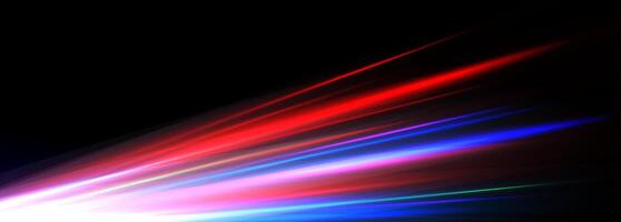 Speed Light Lines Background, Flare With Red, Blue, Pink, Green Neon Glow On Dark Gradient. Futuristic Energy Motion Effect For Technology, Gaming, Or Abstract Design. Illustration vector