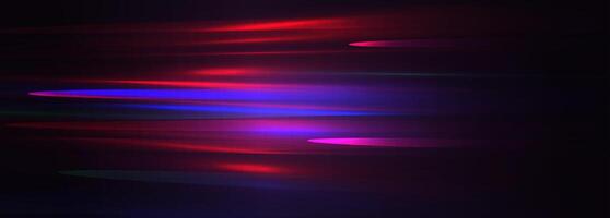 Neon Light Rays Background With Red, Blue, Pink Glow Lines On Dark Gradient. Futuristic Motion Blur Effect For Music, Party, Technology, Or Digital Design Projects. Illustration vector