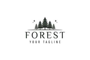 Pine forest emblem with vintage feel and clean design. Perfect for handmade product labels, green corporate visual identities, or nature and adventure themed branding needs. vector