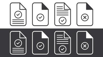 Document Icons with Accept and Reject Symbols. vector