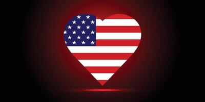 Heart shaped American Flag Design for Patriotic Projects. vector