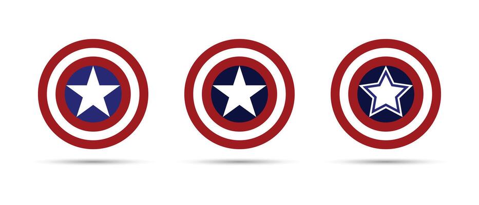 USA star icons. USA star button with on white background.