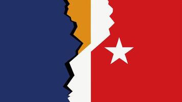 Torn Flag An of a national flag that is ripped down the middle. One half has symbols ing one political ideology while the other half shows symbols ing the. vector