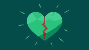 Broken Heart to Whole Heart An illustration showing a cracked heart gradually mending with a gentle green light enveloping it symbolizing the healing journey.. vector