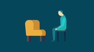 Empty Chair An empty chair next to a person seated alone highlighting the absence of social interaction and support contributing to feelings of loneliness.. vector