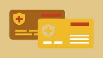 Insurance Divide Two insurance cards side by side one goldplated and comprehensive and the other plain with limited benefits and high copays.. vector