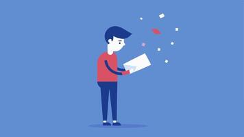 Disappearing Notes A person holding a letter with vanishing words depicting the notion that their feelings and experiences are being dismissed or erased.. vector