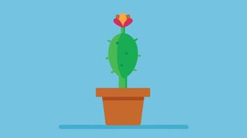 Cactus Plant A frail cactus in a tiny pot with a single drooping flower representing resilience in harsh conditions yet showing signs of distress and need for care.. vector