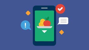Incident Alert System A visual of a smartphone receiving an instant notification about a food safety issue traced back through the blockchain emphasizing prompt action.. vector