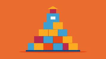 Building Blocks A figure stacking blocks labeled with positive affirmations showing the construction of a resilient mindset against cognitive distortions.. vector