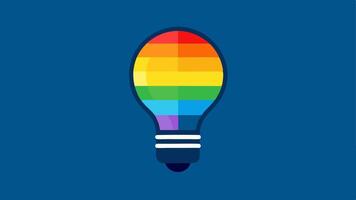 Light Bulb with Colors A light bulb glowing in rainbow colors ing ideas awareness and the bright future envisioned for LGBTQ rights and inclusion.. vector