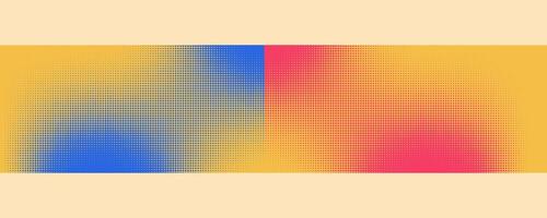 Abstract Warm Gradient Background with Blue and Red Halftone Overlay. Modern digital art with retro smooth color transitions and dotted textures. Perfect for trendy designs, website headers, branding vector