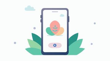 Mindfulness App Interface A smartphone screen displaying a calming meditation interface with soft shapes and pastel colors along with a Start Meditation button.. vector