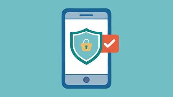 Mobile Phone with Security Badge A mobile phone with a shopping app featuring a visible security badge or shield icon conveying the use of AI to safeguard mobile transactions.. vector