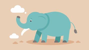 Lonely Stroll A frontfacing illustration of an elephant trudging along with its ears hanging heavily and a downturned mouth. The tail drags behind it and small clouds of dust rise. vector