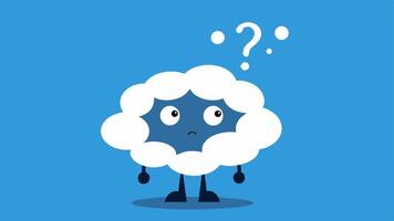 Cloudy Thought Bubble A character with a cloud over their head filled with question marks representing doubt and lack of clarity leading to heightened anxiety.. vector