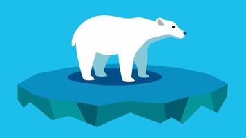 Impact of Climate Change An showing a polar bear on a small ice floe in an ocean emphasizing melting ice due to rising temperatures.. vector