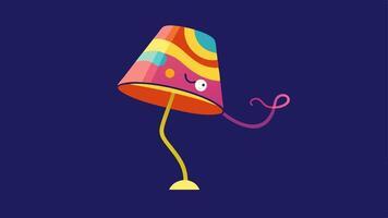 Jazzing Up the Night A groovy lamp with a funky shade and colorful design dances joyfully along a dark background. Each bounce is accompanied by a burst of light creating whimsical. vector