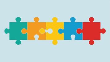 Consistency A series of puzzle pieces coming together with one piece brightly colored and standing out symbolizing the importance of staying true to ones commitments and beliefs.. vector