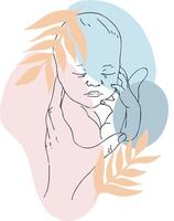 Contour image of a sleeping baby vector