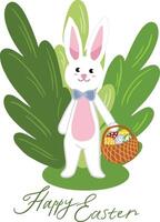 illustration of an Easter bunny with a basket of eggs vector