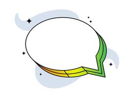 A speech bubble with a green and yellow arrow vector
