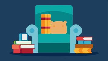 Book Nook A comfy reading corner with a stack of classic novels and a plush reading chair inviting the viewer to reflect on beloved stories from their past.. vector