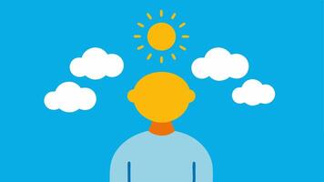 Cloudy Head A figure with a cloud above their head symbolizing confusion and negative thoughts that often accompany social exclusion contrasting bright sun above others nearby.. vector