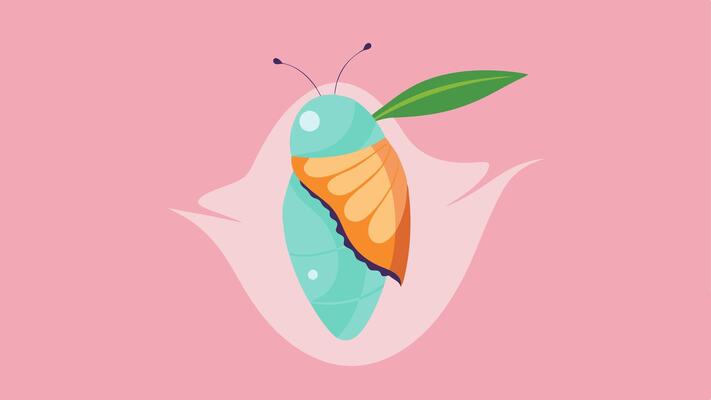 Butterfly Emerging A butterfly emerging from a co symbolizing transformation through being vulnerable. The background can feature soft pastels to reflect rebirth and new.
