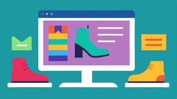 Footwear TryOn A user points their smartphone at their feet and a pair of digital shoes appears showcasing different styles and colors to choose from.. vector