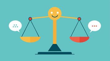 Balance Scales A balance scale with one side filled with negative labels and the other side filled with positive affirmations illustrating the importance of weighing thoughts and. vector
