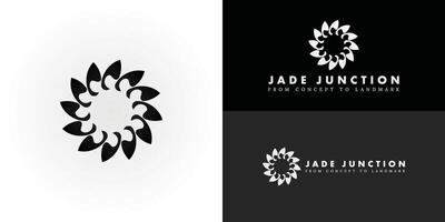 The logo features a modern and uniquely designed emblem ideal for businesses in the architecture and design sector. It is highlighted by the clean, geometric representation of the initials JJ. vector