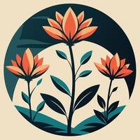 Abstract Floral Design With Retro Colors And Graphic Elements vector