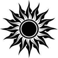 Black And White Sunburst Shape With Leaflike Rays Illustration vector