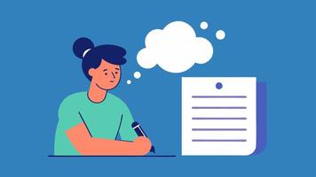Commitment A person signing a document or making a promise alongside a thought bubble depicting an upcoming goal symbolizing the act of committing to soing and the influence it. vector