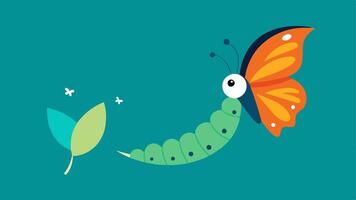 Butterfly Emerging A caterpillar transforming into a butterfly symbolizing personal growth and transformation that comes from forgiving oneself.. vector