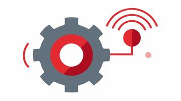 Gear and Sensor Combination A gear with attached IoT sensors where one sensor is flashing red to indicate a problem illustrating the proactive nature of predictive maintenance.. vector