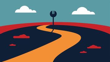 Two Paths Diverging A fork in the road with one path leading to a bright vibrant area and the other leading to a dark cloudy area labeled Misinformation and Truth.. vector