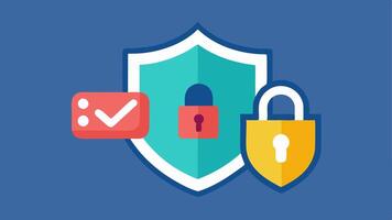 Lock and Shield An of a lock and shield together symbolizing the need to protect personal information against potential breaches from digital ID systems.. vector