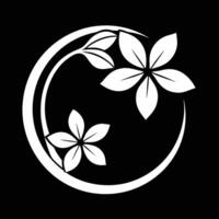 Elegant Floral Monogram Design With White Flowers And Circular Element On Black vector